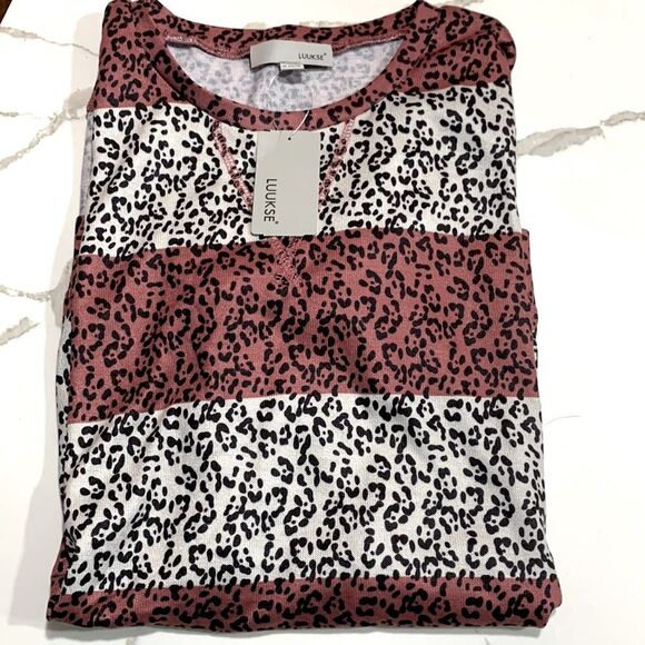 Luukse | Long Sleeve Women’s Striped Pink White Long Sleeve Tunic Shirt Blouse - Picture 2 of 5